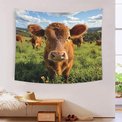 Tapisserie vache mignonne tissu mural pour chambre d'enfant et ado