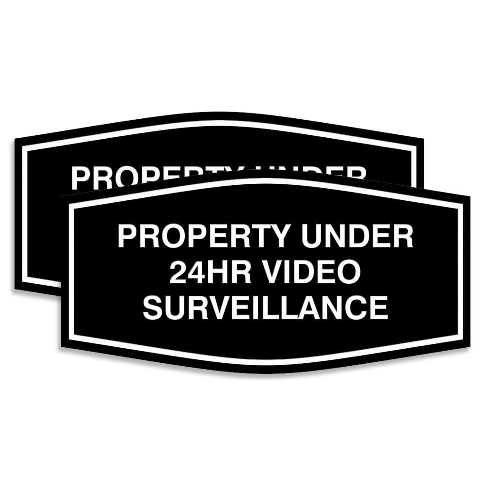 All Quality Fancy Property Under 24Hr Video Surveillance Sign | Property Security Sign with Easy Installation | 24/7 Security Monitoring (Black) -