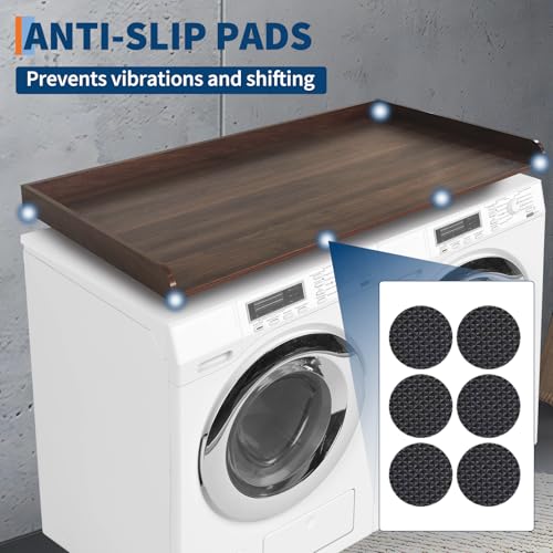GarveeHome Washer Dryer Countertop, Wood Laundry Countertop with 2.75" H Edge Rails, Waterproof Washer Dryer Cover with Anti-Slip Pads for Laundry Room Organization and Storage