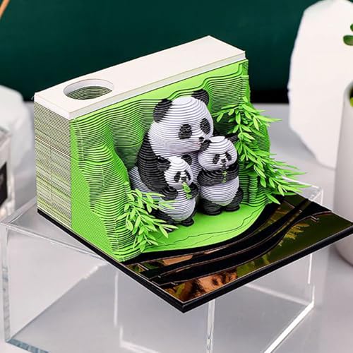 Calendrier 2026 Panda bloc-notes 3D à déchirer avec carnet de notes décoratif pour bureau - 2