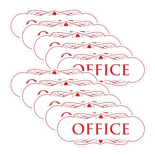 All Quality Designer Office Sign | Easy Installation - White/Red - Medium (10 Pack)