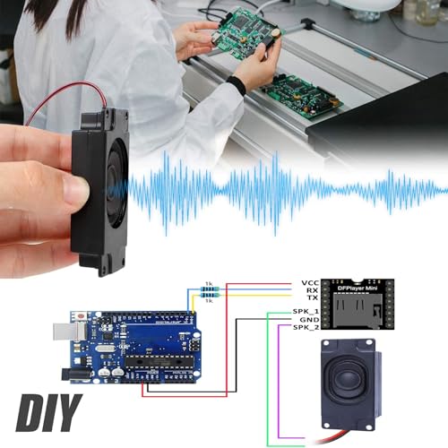 DFplayer Lot de 2 mini haut-parleurs portables 3 W 8 ohms avec interface JST-PH2.0 mm broches pour carte mère Arduino, projets électroniques DIY et moniteurs TV LCD – Image 5