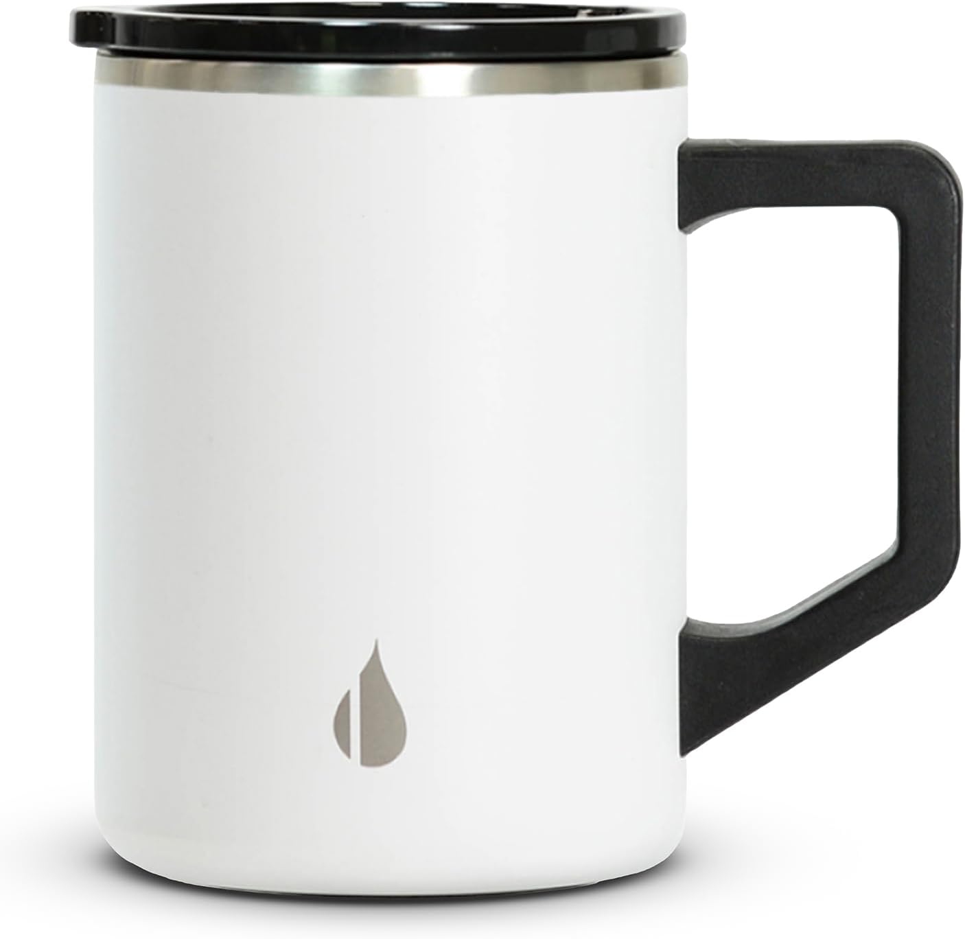 Elemental Insulated Coffee Mug - Triple-Wall Stainless Steel Summit Travel Cup for Hot and Cold Drinks - Thermal Coffee Mug with Lid and Handle for Camping, Office & Travel 16oz - White