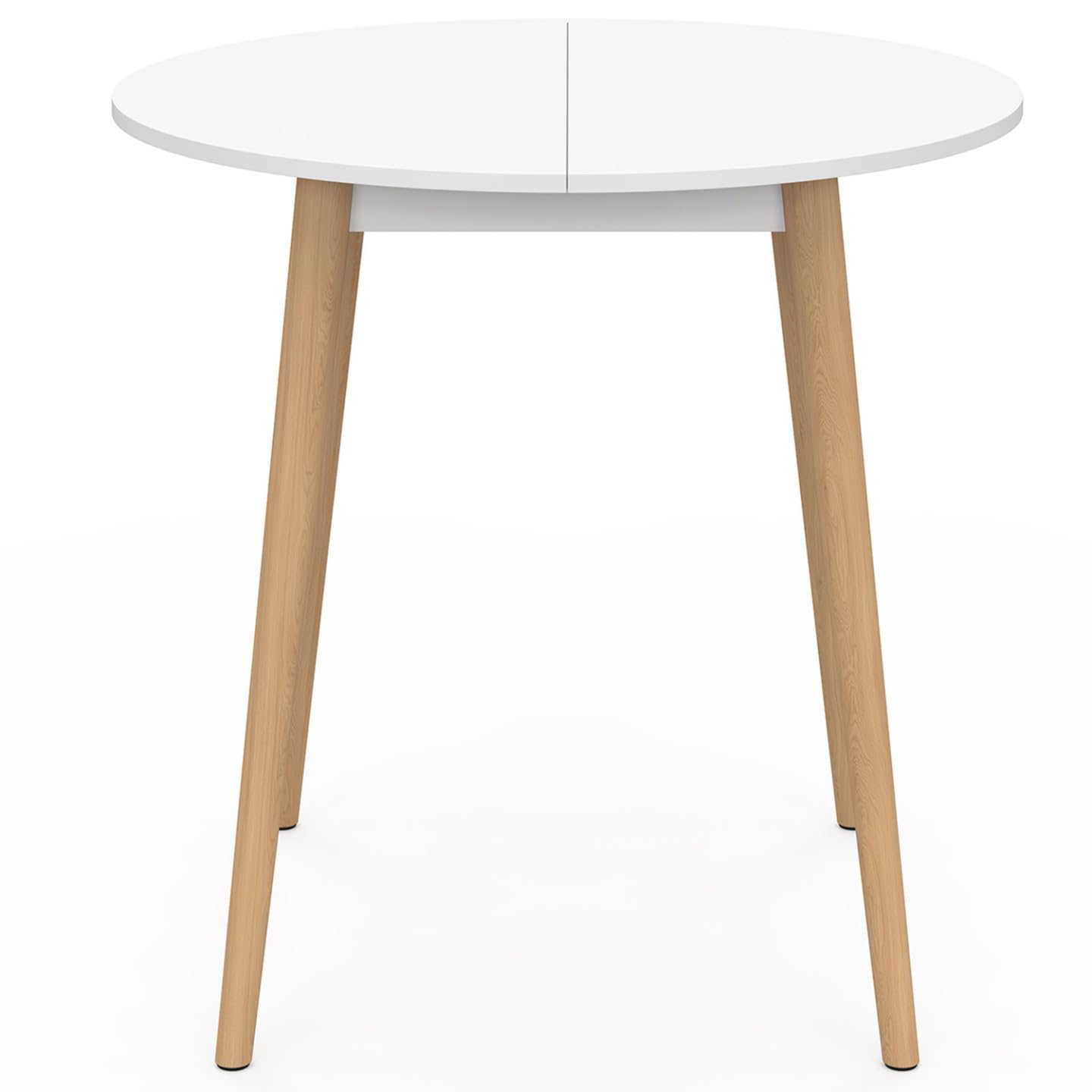 IDMarket – Mesa de comedor fija redonda Angela 80 cm blanco y madera