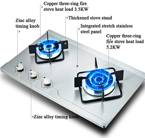 Gas Cooktop, 29X17 Inches Built In, 2 Burners Gas Stove Cooktop, Stainless Steel 120-Minute Timer Cooktop Gas Hob (Liquefied gas) ()