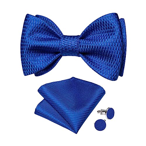 Image of DiBanGu Mens Silk Self Bow Tie Set 4PCS for Tuxedo Wedding
