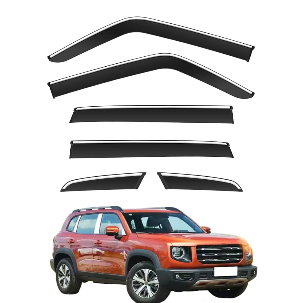 Qoemrhelt 6Pcs 4Pc Set In-Channel Wind Deflectors, For Haval Dargo/Dargo X 2020-2023 Window Visors Rain Guards Vent Visors Rain & Sun Protection,Car Accessories,