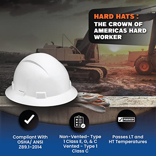 Acerpal Updated Full Brim Hard Hat, White, Padded, OSHA Construction Safety Approved Hardhats, Hard Hats for Men, Cascos De Construccion Helmet. - Thumbnail 5