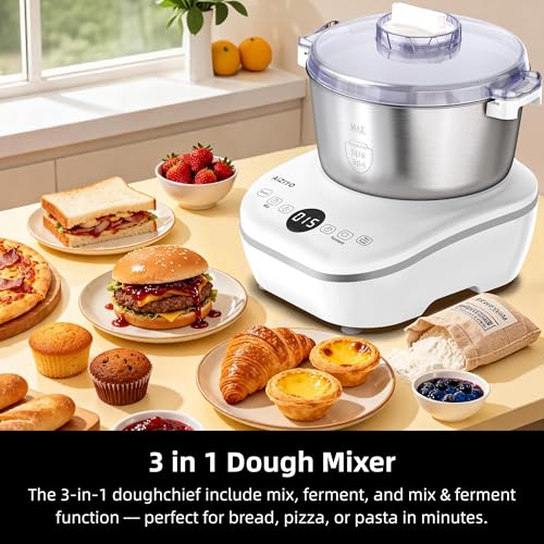 Image of AIZIYO DoughChief, 5.3QT Dough Mixer, Dough Maker with Ferment Function, 304 Stainless Steel Bowl, Removeable lid, Touch Panel Control, Electric Dough Proofing Box for Pizza & Bread