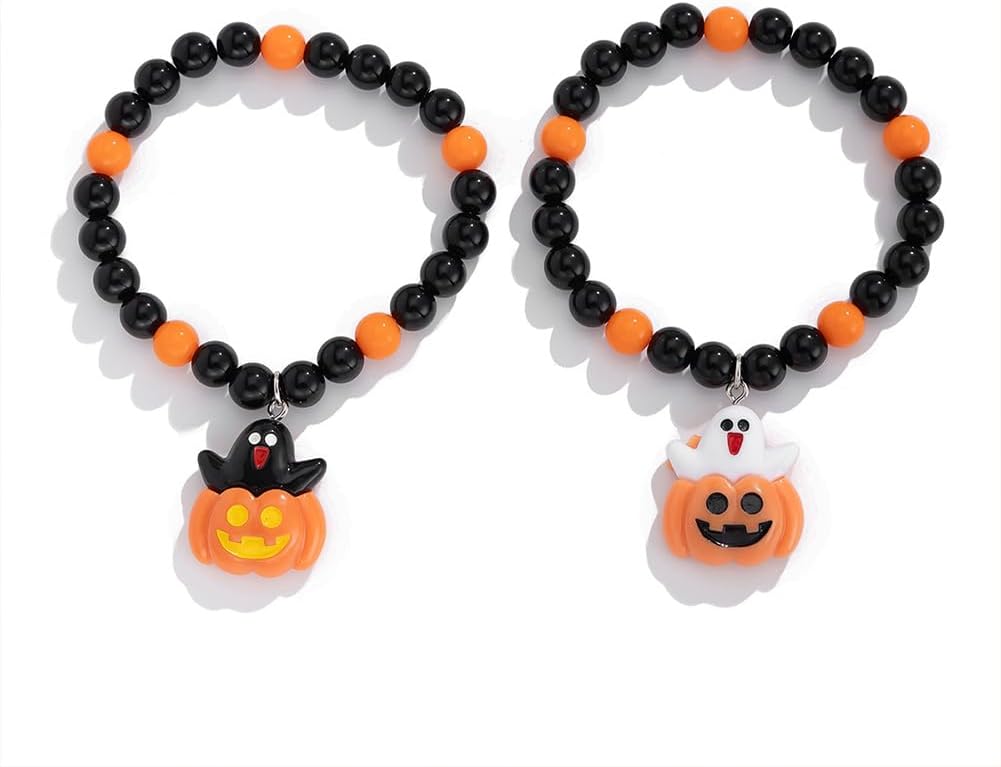 Halloween Beaded Stretch Bracelet for Women Heishi Surfer Bracelets Set Multilayer Boo Vampire Bracelet Party Jewelry Gift