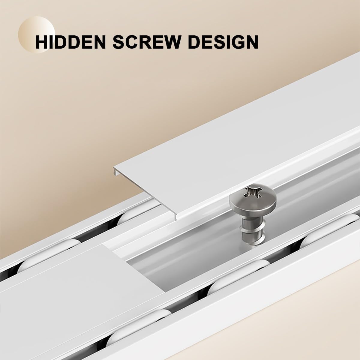 Heavy-Duty Silent Double Track Ceiling Curtain Rails for Luxurious Living Room & Bedroom Dividers, 100cm/3.3ft, White - Durable, Stylish, Easy Install