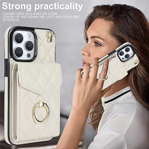Ykerey Case for iPhone 12 Pro Max Case with Lanyard and Ring Kickstand PU Leather Shockproof Case Card Slots Necklace Crossbody Wallet Flip Folio Case for iPhone 12 Pro Max - Image 4