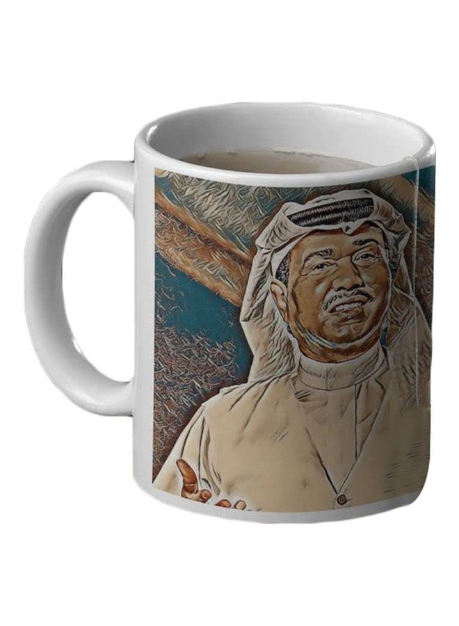 VOLTX DESIGN - Printed Mohammed Abdu Brown/White/Blue Ceramic Coffee Mug (330ml) (VTX-204)