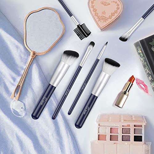 BESTOPE Makeup Brushes 16PCs Makeup Brushes Set with 4PCs Makeup Sponge and 1 Brush Cleaner Premium Synthetic Foundation Brushes Blending Face Powder Eye Shadows Make Up Brushes Tool(Navy blue)