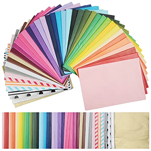 Tissue Paper for Gift Wrapping, 20" x 14" Art Tissue Paper 252 Sheets Colored Tissue Paper, 42 Multicolor Tissue Paper Bulk, Rainbow Multi Color Tissue Paper for Gift Bags, Crafting, Art Project