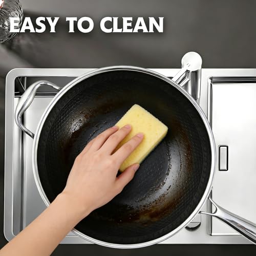 Wok de acero inoxidable 12 pulgadas con tapa y revestimiento antiadherente miniatura 4