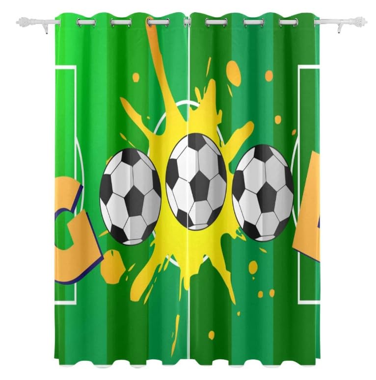 Rideau occultant opaque anti froid isolation chaleur vert football 2 pièces