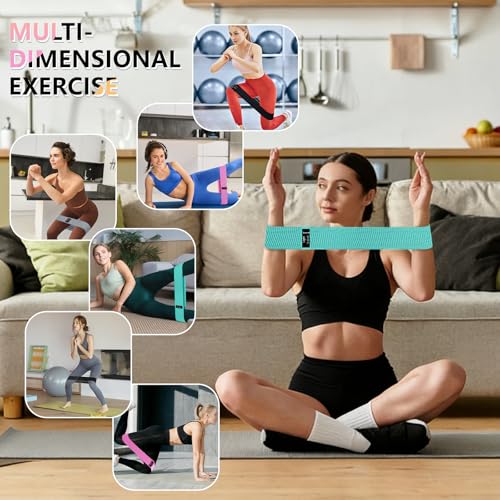 Image of Resistance Bands for Working Out, 4 Levels Exercise Bands for Women & Men, Elastic Workout Band for Physical Therapy, Fabric Booty Band for Gym, Yoga, Pilates, Leg Training