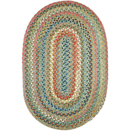 Tapete trenzado oval color Peridot 76x51 cm