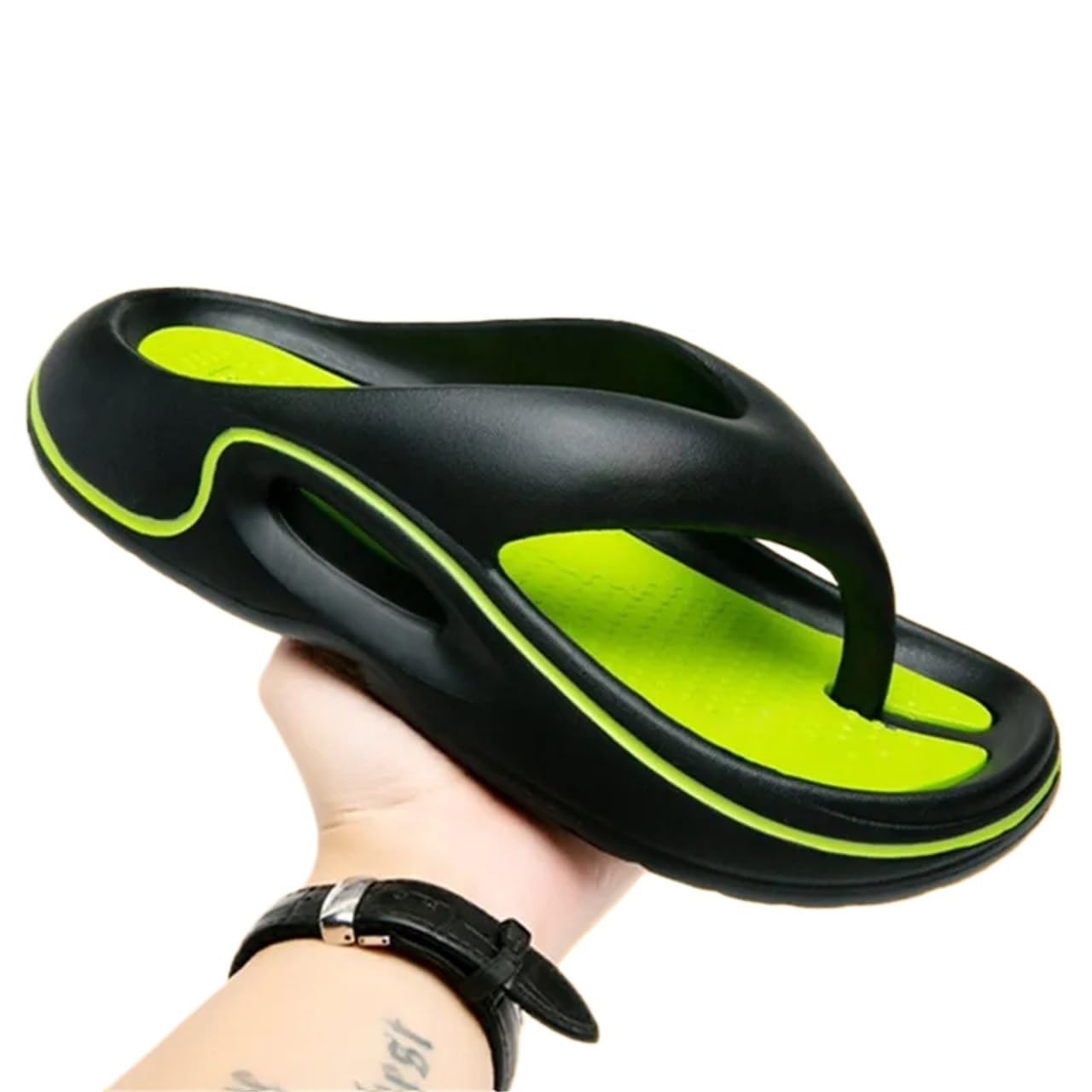 GOXQIT Flip-Flops Summer Slippers Men Flip Flops Thick Soled EVA Soft Slides For Men Non-Slip Sandals Outdoor Beach Summer Shoes for Men(Color4,45-46)