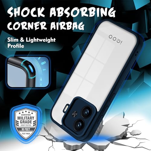 Image of V-TAN Back Cover for IQOO Neo 10R 5G, Transparent Clear Case Compatible with IQOO Neo 10R, TPU, Camera Protective, Scratch Resistant Shockproof Mobile Cover with Anti-Slip Grip (Blue) (Blue)