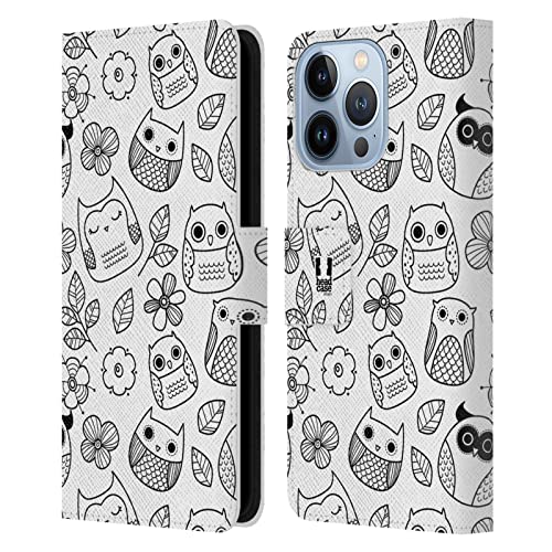 Funda iPhone 13 Pro de cuero Head Case Designs con diseño de búhos y hojas