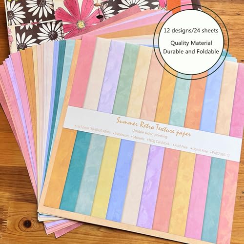 image for Colabrili Scrapbook Paper 12x12 Brown, 24 Sheets/24 Designs Double-Sid