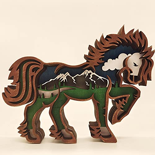 Cheval en bois ornement de table sculpture amour des animaux