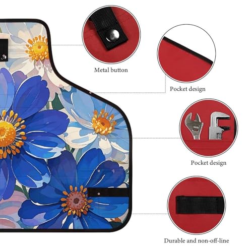Delantal cruzado resistente con flores multicolor y bolsillo miniatura 3