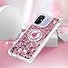 Ephoou for Xiaomi Redmi 12C Glitter Case for Women Girls, Sparkle Flowing Clear Quicksand Waterfall Soft TPU Liquid Case Cover with Bling Diamond Ring for Xiaomi Redmi 12C LSZ-Rose Gold