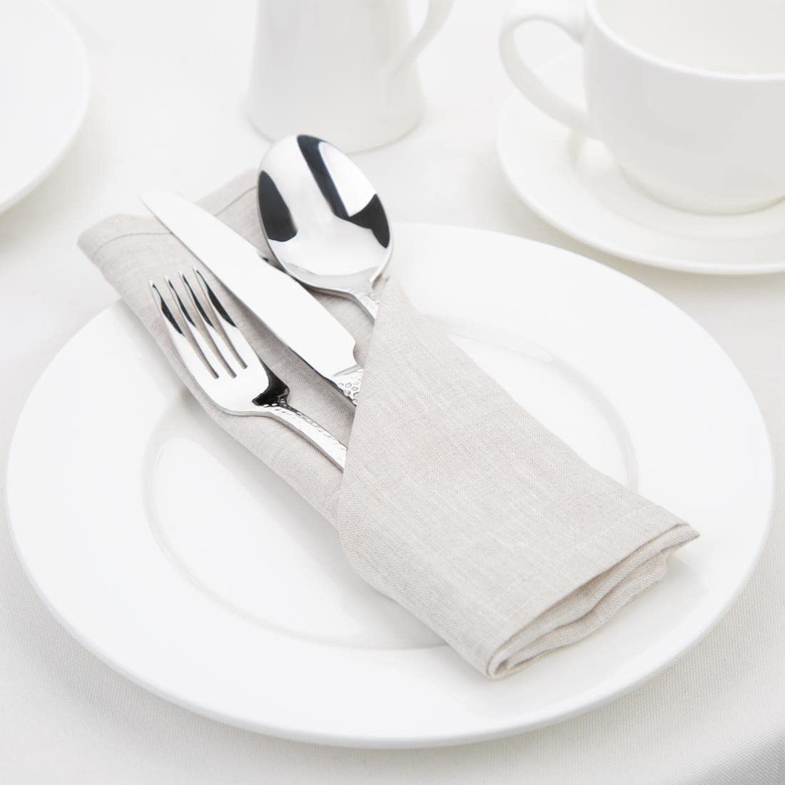 Olympia FW699 - Servilletas de mesa (lino, 400 x 400 mm, 12 unidades), color arena