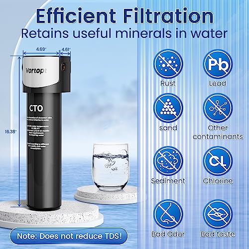 Image of Vortopt Water Filtration, Q5-C2 28000 Gallon Under Sink Water Filter | NSF /ANSI 42 Certified Water Purifier for Sink,Large Flow Flux, Reduces PFOA /PFOS, Direct Connect to Kitchen Faucet.