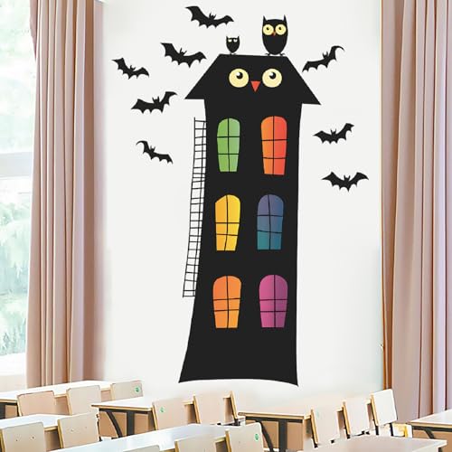 Vinilo Decorativo Halloween Búho y Murciélagos 24x35.4 in miniatura 4