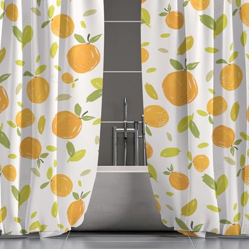 Rideau de douche imperméable orange 91x213cm en tissu polyester lavable