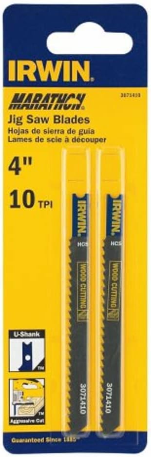 Irwin Tools IRWIN 3071410 U Shank 4" 10 TPI Carbon Milled Jig Saw Blade