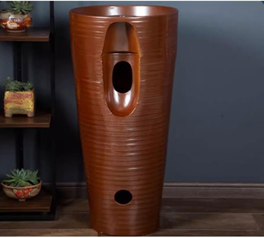 Elegant Bathroom Vessel Sink Countertop Pedestal Basin for Home Outdoor Use Stylish Vanity Wash Sink for Balcony Courtyard Modern Design