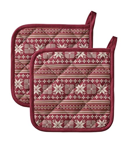 ledieu Vinter 2021 Pot Holder, red Beige 23x23 cm (9x9 ) (Pack of 2 PC )