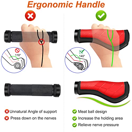REETEE Bike Handlebar Grips Non-Slip Rubber Bicycles Grips with Aluminum Lock - Image 4