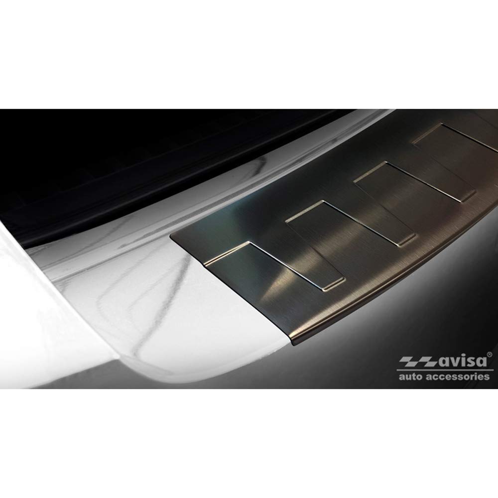 Avisa Czarny ochraniacz na tylny zderzak ze stali nierdzewnej kompatybilny ze Skoda Octavia III Kombi RS 2013-2016 i FL 2017-2020 "Ribs"