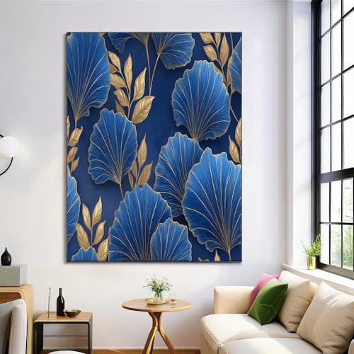 Art mural bleu vif vintage de luxe pour décoration salle de bain