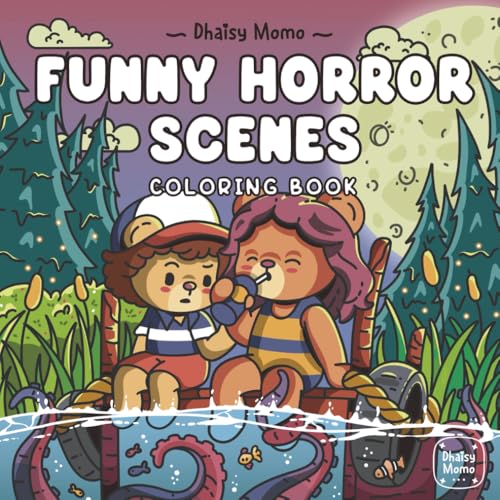 Funny Horror Scenes: Coloring Book for Adults and Teens Featuring Lovely Creepy Creatures, Relaxing Terror Illustrations, Movie & TV Parodies, and Stress Relief image 2