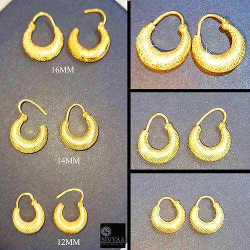 Image of SIVYAA Men's Single Piece Kaju Shape Bali Hoop Earrings | Pure 925 Silver | Size 10 mm to 16 mm | Textured Piercing Ear Ring | Bold Cool Look | Gift Item 4 Men Boys Kids | 6 Month Warranty, 1 Pcs
