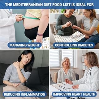 Set of 3 Mediterranean Diet Chart Food List 2025, Mediterranean Meal Planner & 28 Recipes, Foods Guide - Avoid, Serving Size, Net Carbs Calories, For Type 2 Diabetes, Weight Loss, Heart Disease Risk