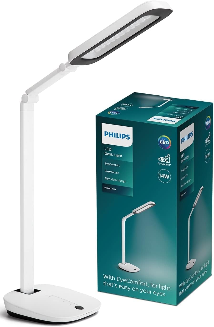 Philips LED Lampada da Tavolo Robotplus, Dimmerabile, 4000K, 14W, Bianca