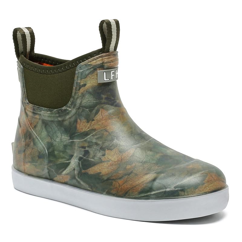 Image of Mens Deck Boots, Saltwater Fishing Booties Rubber Waterproof Ankle Rain Boots, High-performance Footwear Chelsea Boots for Gardening Fishing Boating Camping Sailing