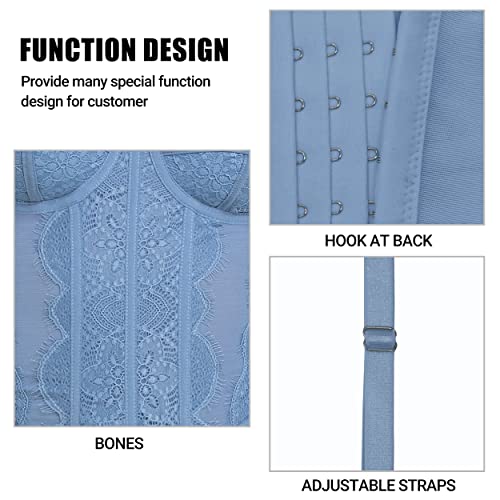 Image of Raxnode Lace Bustier Corset Tops for Women - Sexy Going Out Party Club Top with Buckle
