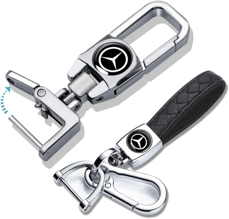 2Pack One-Key-Open Car Keychain for Men Women, Leather Sturdy Durable Key Chain Key Ring Lanyard Gift