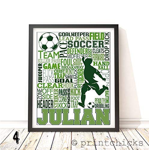 Soccer Typography Personalized Print - Printchicks Wall Art Decor Poster Team Gift #TOP3