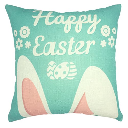 YOUR SMILE Easter Cotton Linen Square Decorative Throw Pillow Case Cushion Cover 18x18 Inch(44CM*44CM)