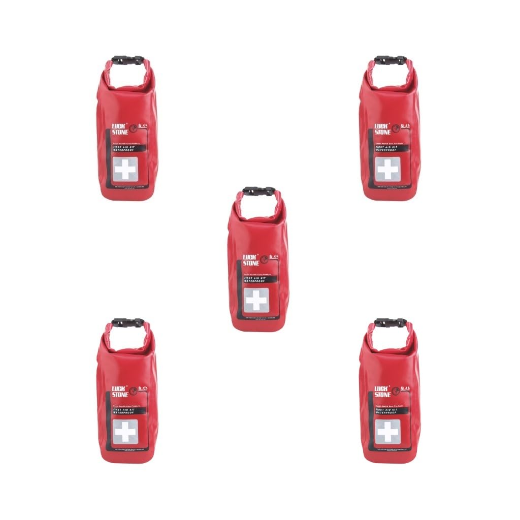 Kit de primeros auxilios de emergencia impermeable vacío bolsa seca rafting camping kayak, Juego de 5 (rojo), as described